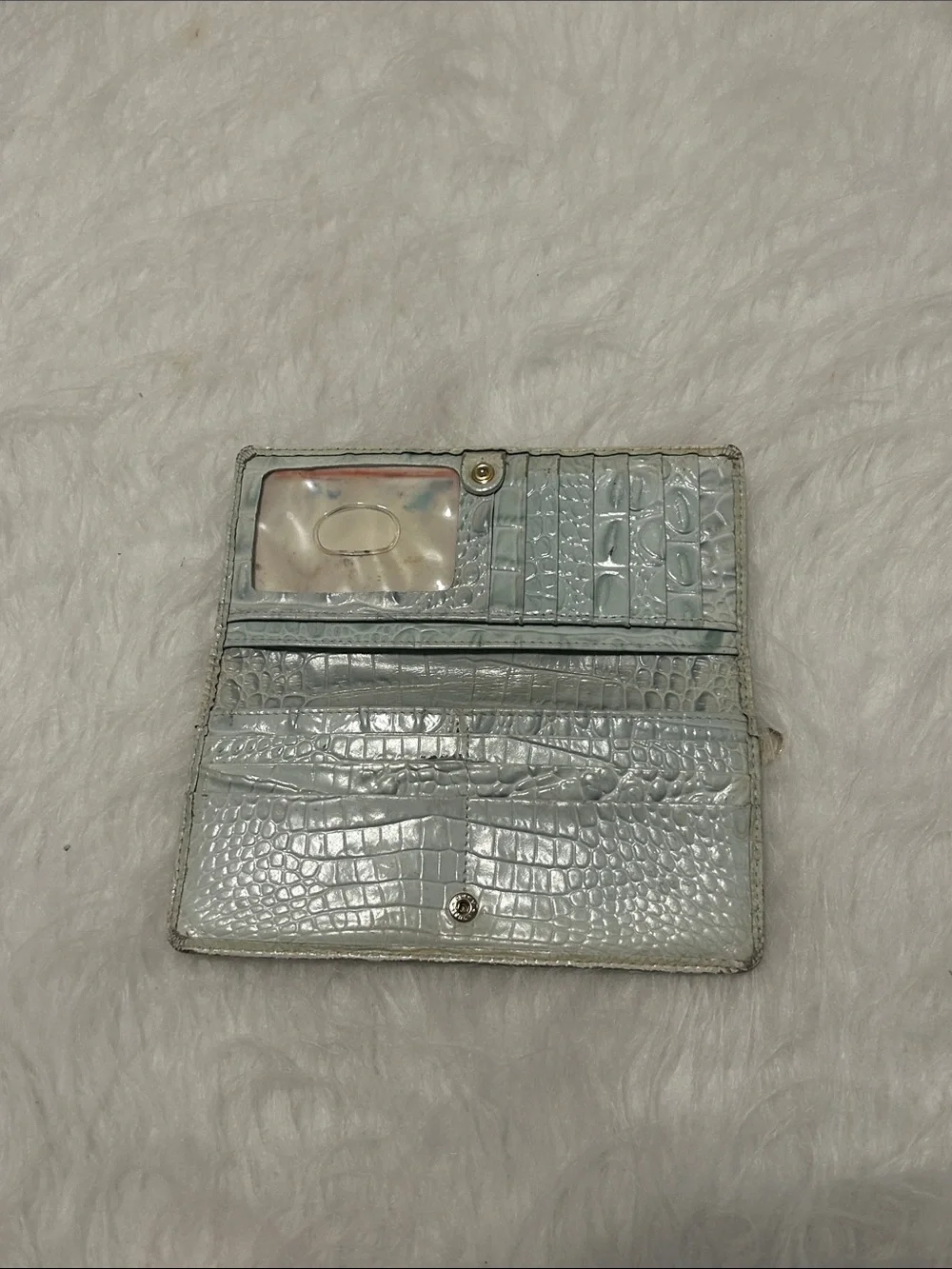 Brahmin White Croc-Embossed Leather Wallet